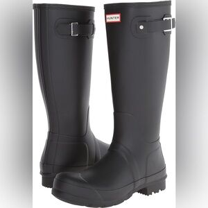 HUNTER Original Adjustable Tall Rain Boot | Matte Black | Size 9